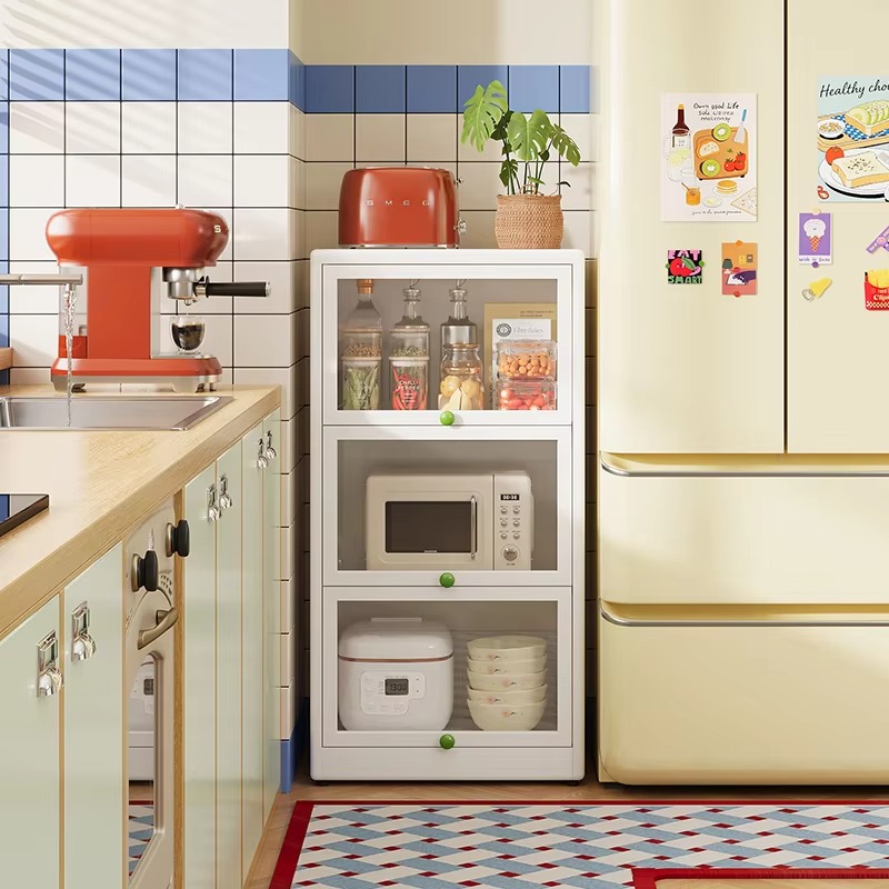 Kitchen Appliances In Store - Eckiger Stahlschrank für Kühlschrankseite, Geeignet zur